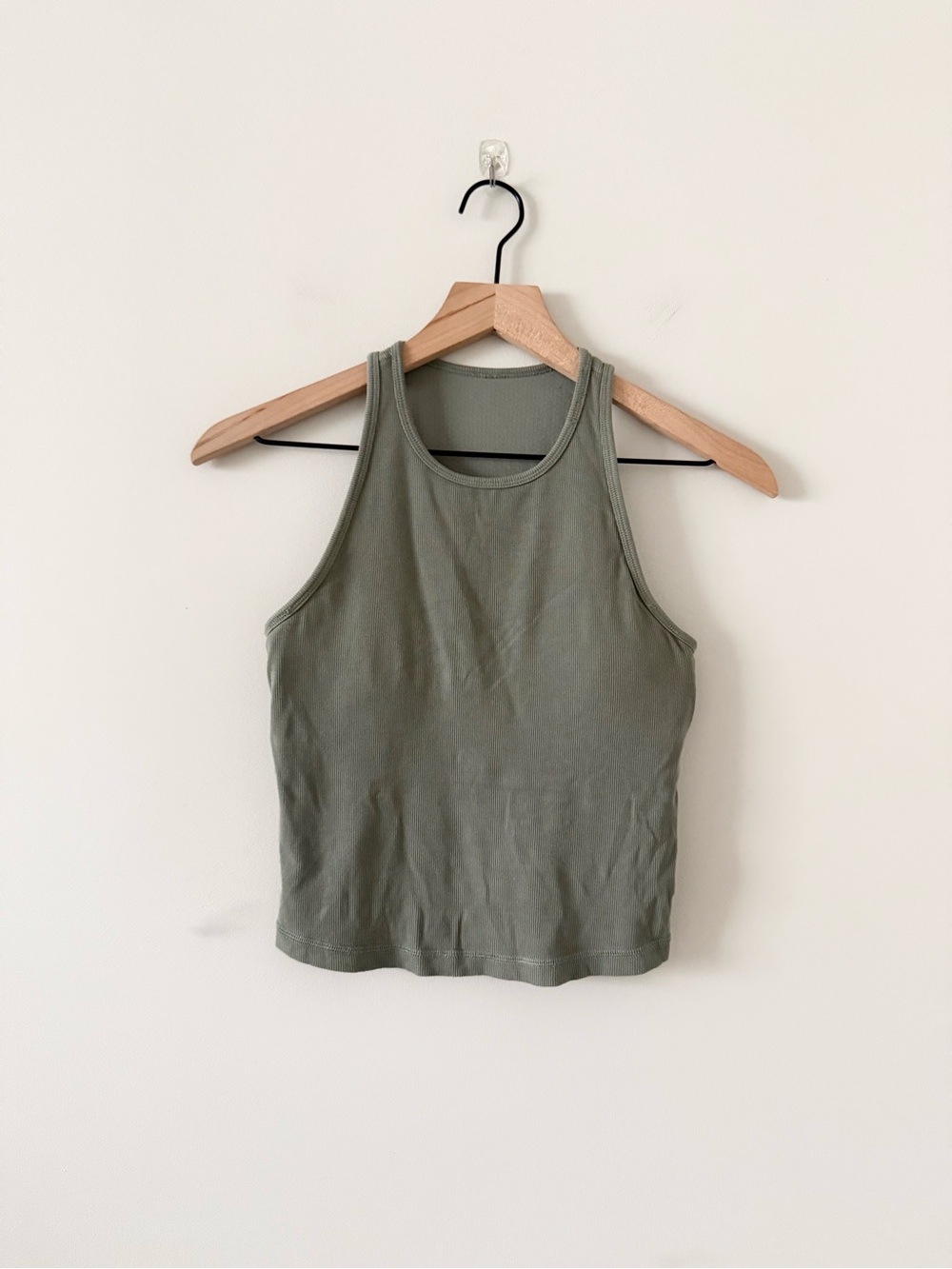 Vuori Classic Olive Green High Neck Ribbed Knit Tank Top w/ Padding Size S